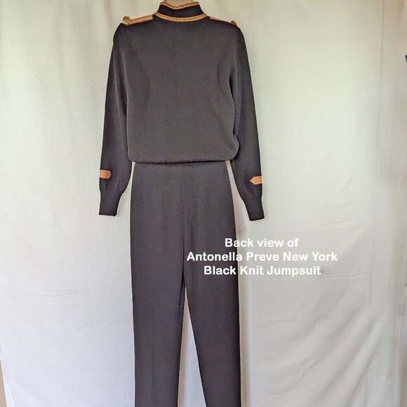 36" bust Jumpsuit Antonella Preve New York, Animal print, Black Santana VTG Knit - Picture 17 of 17